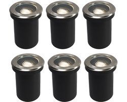 QAZQA delux - Moderne Grondspot - 1 lichts - Ø 13 cm - Staal - Buitenverlichting