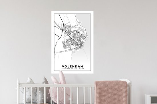 Stickers muraux - Carte - Volendam - 40x60 cm - Feuille adhésive - Plan de la ville