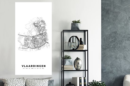 Stickers muraux - Carte - Vlaardingen - Zwart Wit - Plan de la ville - Carte - Nederland - 80x160 cm - Feuille adhésive