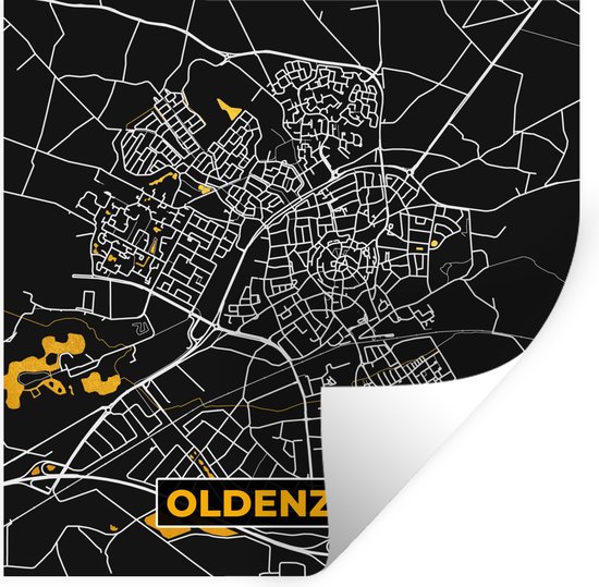 Stickers muraux - Oldenzaal - Plan de la ville - Carte - Black and Gold et Or - Carte - 100x100 cm - Feuille adhésive XXL
