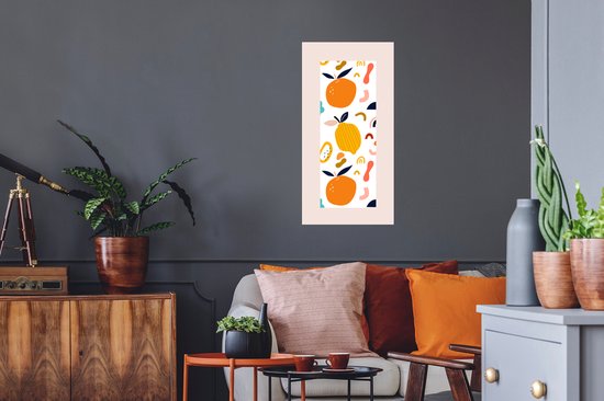 Muurstickers - Sticker Folie - Fruit - Sinaasappel - Pastel - Roze - 40x80 cm - Plakfolie - Muurstickers Kinderkamer - Zelfklevend Behang - Zelfklevend behangpapier - Stickerfolie