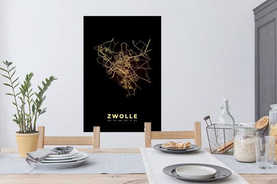 Stickers muraux - Carte - Zwolle - Plan de la ville - Carte - 60x90 cm - Feuille adhésive