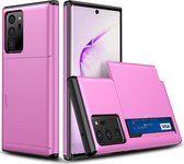 Mobigear Card Telefoonhoesje geschikt voor Samsung Galaxy Note 20 Ultra Hoesje Hardcase Backcover Shockproof met Pasjeshouder - Roze