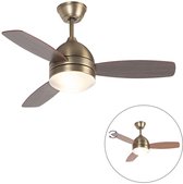 QAZQA rotar - Plafond ventilator met Verlichting | Lamp en Afstandsbediening - 2 lichts - Ø 960 mm - Brons - Woonkamer | Slaapkamer | Keuken