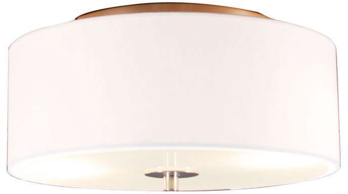 QAZQA Drum 30 R - Plafondlamp met lampenkap - 2 Lichts - Ø30 cm - crème