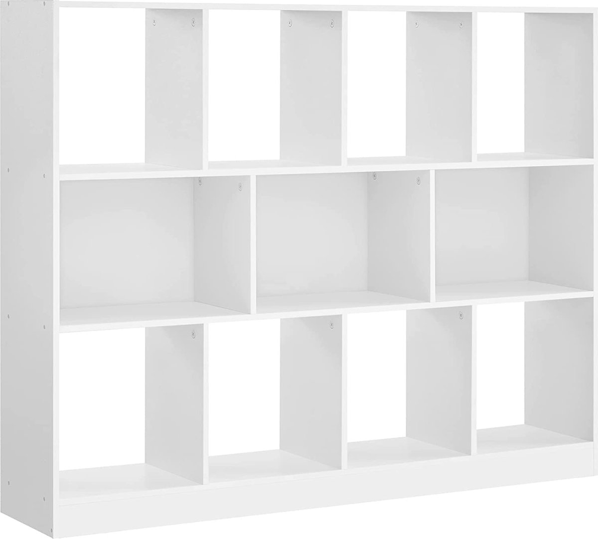 FURNIBELLA - boekenkast, staande plank, opbergrek met 11 vakken, voor woonkamer, studeerkamer, kinderkamer, slaapkamer, wit LBC054T14