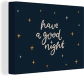 Tableau sur toile 160x120 cm - Décoration murale Citations - Dictons - Enfants - Bonne nuit - Kids - Décoration murale salon - Décoration chambre - Accessoires chambre - Peintures