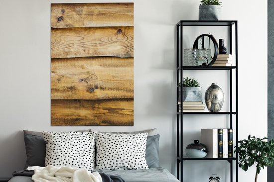 Toile Peinture Vintage - Bois - Tronc d'Arbre - Structure - 90x140 cm - Décoration murale