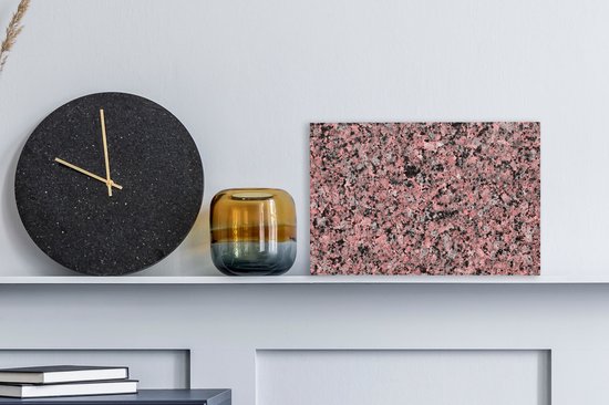 Toile Peinture Rose - Zwart - Cristal - Granit - 30x20 cm - Décoration murale