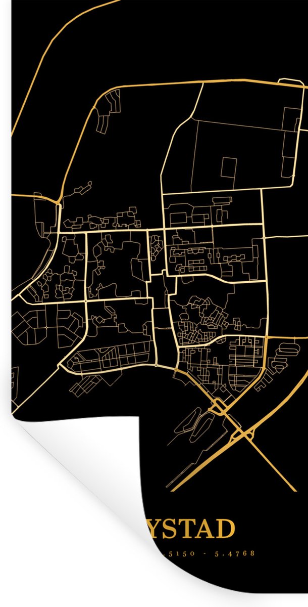 Muurstickers - Sticker Folie - Lelystad - Kaart - Goud - 80x160 cm - Plakfolie - Muurstick
