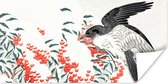 Poster Zwaluw - Vogel - Bes - Japandi - 120x60 cm