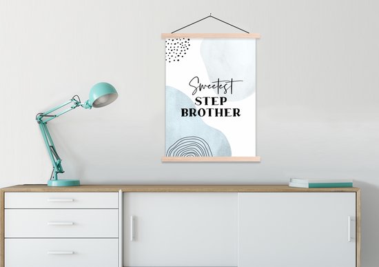 Porte-affiche avec affiche - Affiche scolaire - Proverbes - Frère - Famille - Demi-frère - 60x80 cm - lattes vierges