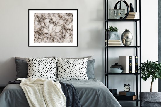 Fotolijst incl. Poster - Marmer - Zwart - Goud - 80x60 cm - Posterlijst