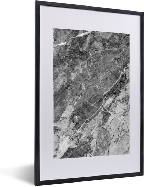 Fotolijst incl. Poster - Steen - Zwart - Graniet - Grijs - 40x60 cm - Posterlijst