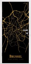 Deursticker Brussel - Kaart - Goud - 80x215 cm - Deurposter
