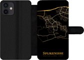 Bookcase Geschikt voor iPhone 12 telefoonhoesje - Spijkenisse - Kaart - Goud - Met vakjes - Wallet case met magneetsluiting