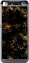 Geschikt voor Samsung Galaxy A80 hoesje - Goud - Verf - Abstract - Zwart - Siliconen Telefoonhoesje