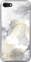 Geschikt voor iPhone SE 2020 hoesje - Marmer print - Gouden - Zwart - Siliconen Telefoonhoesje