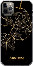 Geschikt voor iPhone 13 Pro Max hoesje - Arnhem - Kaart - Goud - Zwart - Siliconen Telefoonhoesje