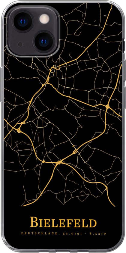 Coque iPhone 13 - Bielefeld - Carte - Or - Coque en Siliconen téléphone