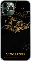Geschikt voor iPhone 11 Pro hoesje - Singapore - Kaart - Goud - Siliconen Telefoonhoesje