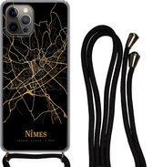 Telefoonkoord - Telefoonketting - Telefoonhoesje Geschikt voor iPhone 13 Pro - Nîmes - Kaart - Goud - Siliconen - Crossbody - Telefoonhoesje met koord Telefoonhoesje