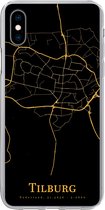 Geschikt voor iPhone Xs hoesje - Tilburg - Kaart - Goud - Siliconen Telefoonhoesje