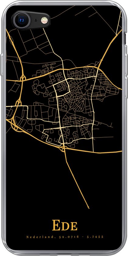 Geschikt voor iPhone 7 hoesje - Ede - Kaart - Goud - Siliconen Telefoonhoesje