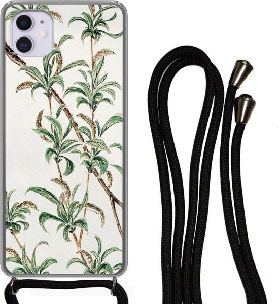 Coque avec cordon iPhone 11 - Japon - Feuilles - Vintage - Siliconen -  Bandoulière -... | bol.com