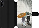 Bookcase iPhone XS Max telefoonhoesje - Vrouwen - Kimono - Parasol - Japan - Vintage - Met vakjes - Wallet case met magneetsluiting