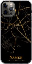 Geschikt voor iPhone 12 Pro hoesje - Namen - Kaart - Gold - Siliconen Telefoonhoesje