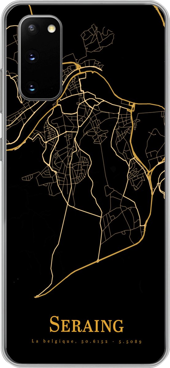Telefoonhoesje Geschikt voor Samsung Galaxy S20 hoesje - Seraing - Kaart - Goud - Siliconen Telefoonhoesje Telefoonhoesje
