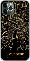 Geschikt voor iPhone 11 Pro hoesje - Toulouse - Kaart - Goud - Siliconen Telefoonhoesje