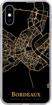 Geschikt voor iPhone X hoesje - Bordeaux - Kaart - Goud - Siliconen Telefoonhoesje