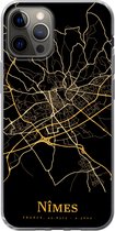 Geschikt voor iPhone 12 Pro hoesje - Nîmes - Kaart - Goud - Siliconen Telefoonhoesje