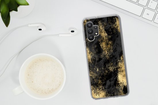 Coque Samsung Galaxy A32 5G - Or - Peinture - Abstrait - Zwart - Coque de téléphone en Siliconen