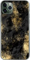 Geschikt voor iPhone 11 Pro Max hoesje - Goud - Verf - Abstract - Zwart - Siliconen Telefoonhoesje