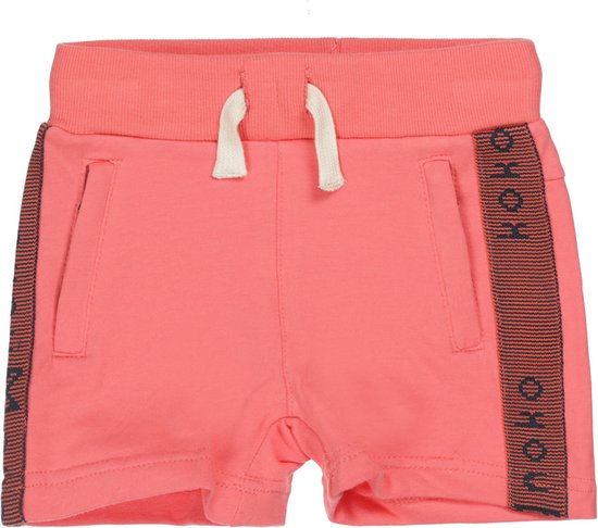 Koko Noko jongens korte joggingbroek met brede logo bies Faded Coral