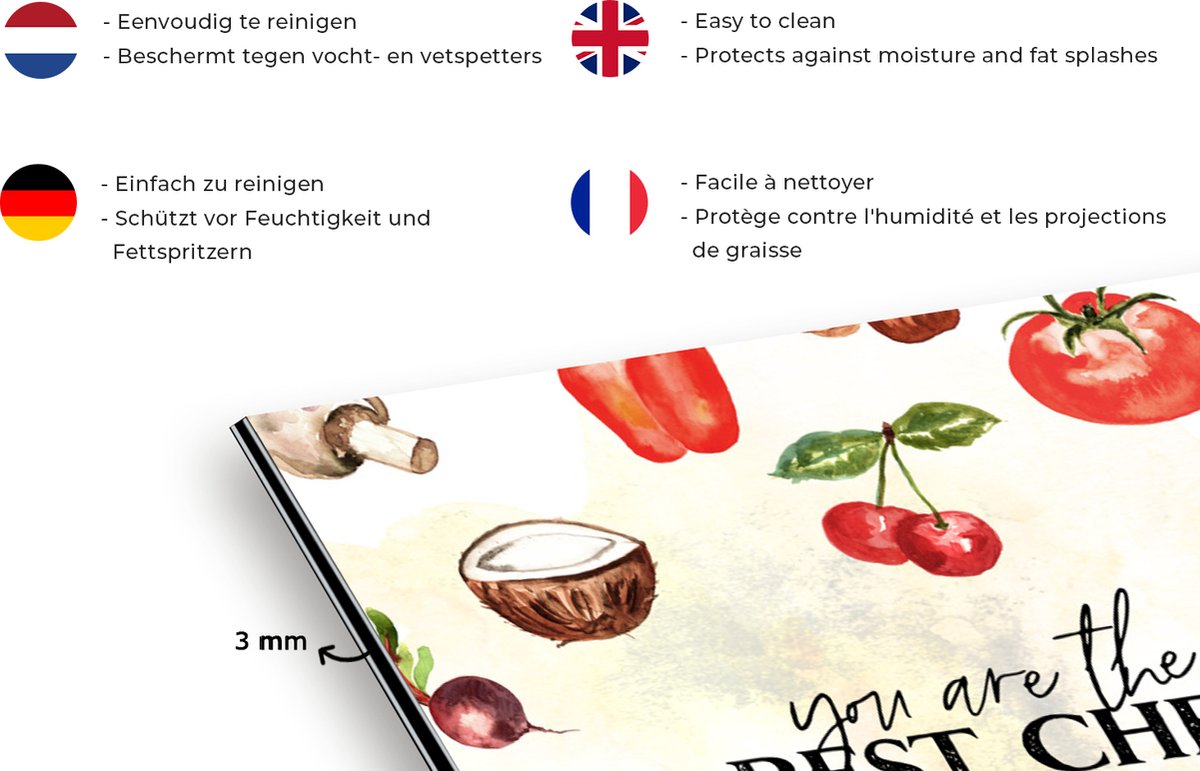 KitchenYeah Spatscherm 60x30 cm - You are the best chef - Aluminium thumbnail 2