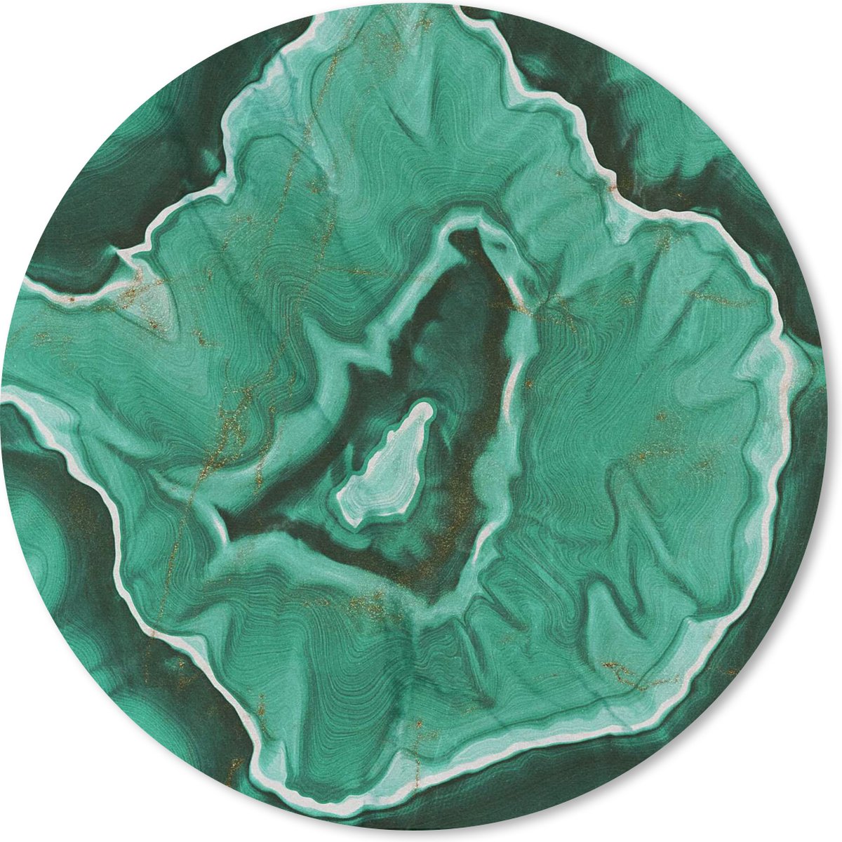 Muismat rond 50x50 cm - Mousepad Marmer - Groen - Lijn - Ronde muismatten