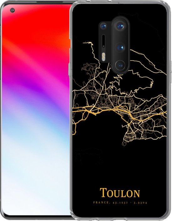 Coque OnePlus 8 Pro - Toulon - Carte - Or - Coque de téléphone en Siliconen
