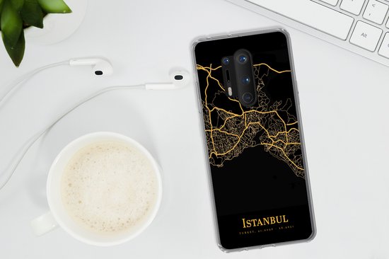 OnePlus 8 Pro - Istanbul - Carte - Or - Coque de téléphone en Siliconen