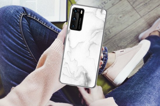 Coque Huawei P40 - Marbre - Wit - Ligne - Coque de téléphone en Siliconen