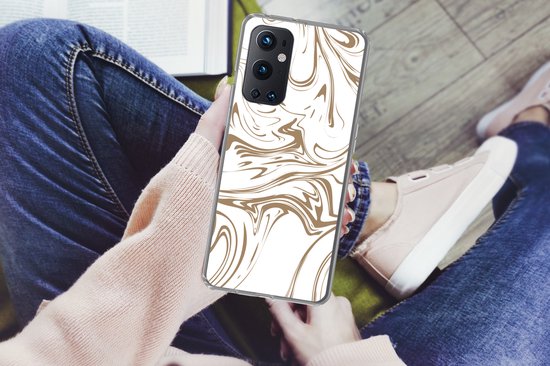 Telefoonhoesje Geschikt voor OnePlus 9 Pro hoesje - Marmer print - Bruin - Patronen - Siliconen Telefoonhoesje Telefoonhoesje