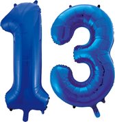 Cijfer folie ballonnen 13 blauw.