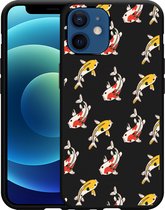 iPhone 12/12 Pro Hoesje Zwart Koi Fish - Designed by Cazy