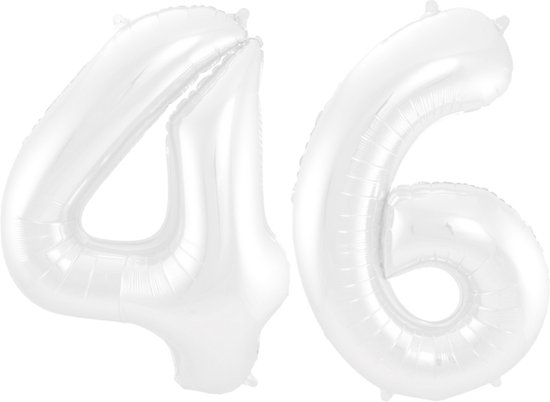 Folieballon 46 jaar metallic wit 86cm