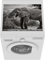 Wasmachine beschermer mat - Profiel van een olifant in zwart-wit - Breedte 55 cm x hoogte 45 cm