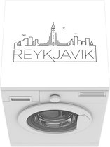 Wasmachine beschermer mat - Stadsaanzicht Reykjavik met een witte achtergrond - Breedte 60 cm x hoogte 60 cm