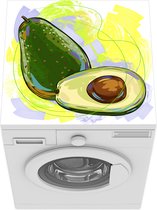 Wasmachine beschermer mat - Illustratie van twee avocado's voor een kleurrijke achtergrond - Breedte 60 cm x hoogte 60 cm